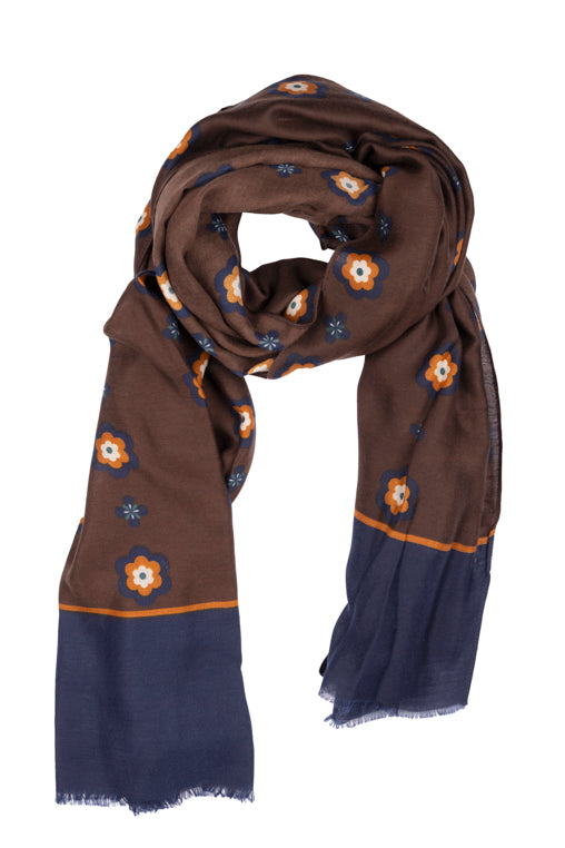 Brown blue  Multicolor Wool Fabric