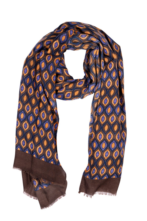 Orange brown  Multicolor Wool Fabric