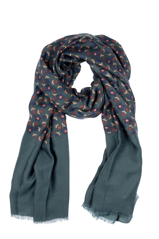 Green  Multicolor Wool Fabric