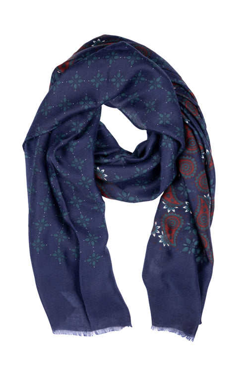 Blue Multicolor Wool Fabric