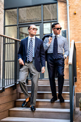 White Collar Bold Striped Blue Popeline Shirt