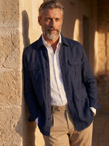 Safari Linen Overshirt Blue  — Handmade Italian Linen Shirt | Cordone1956