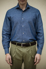 Blue Linen Blend Denim shirt