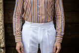 White Cotton Summer Trousers Biforcuto