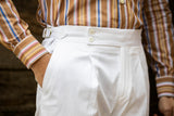 White Cotton Summer Trousers Biforcuto