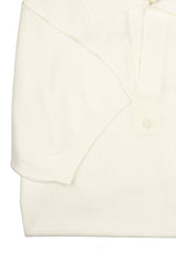 White Cotton Thread Polo Sweater Short Sleeve