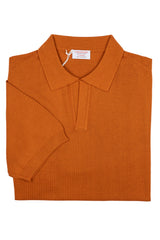 Orange Cotton Thread Polo Sweater Short Sleeve