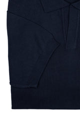 Blue Cotton Thread Polo Sweater Short Sleeve