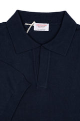 Blue Cotton Thread Polo Sweater Short Sleeve