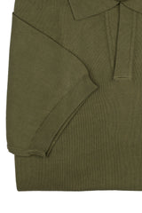 Green Cotton Thread Polo Sweater Short Sleeve