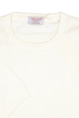 White Cotton Thread Sweater Short Sleeve