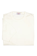 White Cotton Thread Sweater Short Sleeve