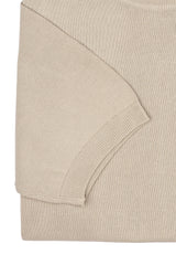 Beige Cotton Thread Sweater Short Sleeve