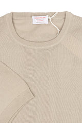Beige Cotton Thread Sweater Short Sleeve