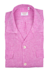 Italian Linen Shirt — Double Round Pocket — Pink