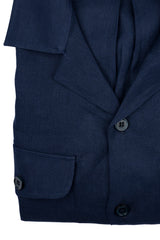 Italian Linen Shirt — Double Round Pocket — Blue Navy