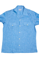 Italian Linen Shirt — Double Round Pocket — Turquoise
