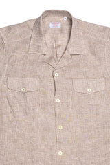 Italian Linen Shirt — Double Round Pocket — Beige