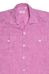 Italian Linen Shirt — Double Round Pocket — Pink