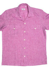Italian Linen Shirt — Double Round Pocket — Pink