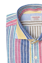 Camicie in lino multirighe colorate
