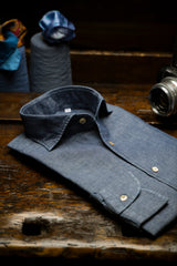 Blue Linen Blend Denim shirt