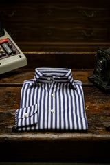 Bold Striped Popeline Shirt Blue Handmade