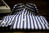 Bold Striped Popeline Shirt Blue Handmade