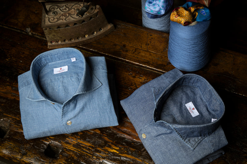 Light Blue Linen Blend Denim shirt – CORDONE1956
