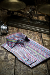Bold Multi Striped  Multi Color Poplin Shirt Handmade