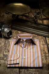 Bold Multi Striped Brown Poplin Shirt Handmade