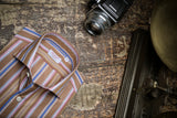 Bold Multi Striped Brown Poplin Shirt Handmade