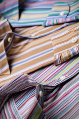Bold Multi Striped Brown Poplin Shirt Handmade