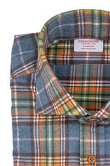 Courchevel — Blue and Orange Check Thomas Mason Flannel Shirt | Cordone1956