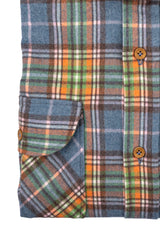 Courchevel — Blue and Orange Check Thomas Mason Flannel Shirt | Cordone1956