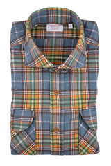 Courchevel — Blue and Orange Check Thomas Mason Flannel Shirt | Cordone1956