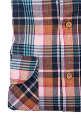 St. Moritz — Pink and Teal Check Thomas Mason Flannel Shirt | Cordone1956
