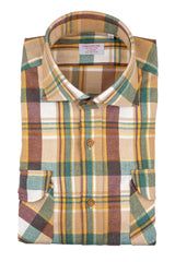 Aspen — Beige and Green Check Thomas Mason Flannel Shirt | Cordone1956