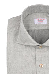 Pearl Grey Herringbone Flannel Shirt — Cotton and Tencel | Cordone1956