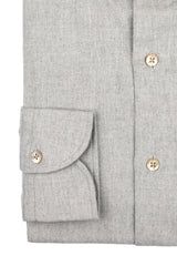 Pearl Grey Herringbone Flannel Shirt — Cotton and Tencel | Cordone1956