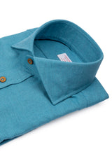 Zermatt — Teal Thomas Mason Flannel Shirt | Cordone1956