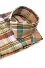 Aspen — Beige and Green Check Thomas Mason Flannel Shirt | Cordone1956