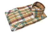 Aspen — Beige and Green Check Thomas Mason Flannel Shirt | Cordone1956