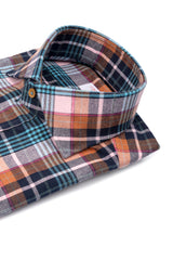 St. Moritz — Pink and Teal Check Thomas Mason Flannel Shirt | Cordone1956