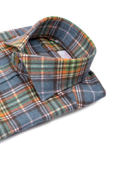 Courchevel — Blue and Orange Check Thomas Mason Flannel Shirt | Cordone1956