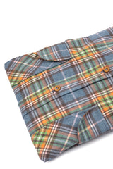 Courchevel — Blue and Orange Check Thomas Mason Flannel Shirt | Cordone1956