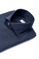 Navy Herringbone Flannel Shirt — Cotton and Tencel | Cordone1956