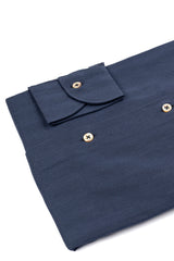 Navy Herringbone Flannel Shirt — Cotton and Tencel | Cordone1956