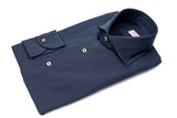 Navy Herringbone Flannel Shirt — Cotton and Tencel | Cordone1956