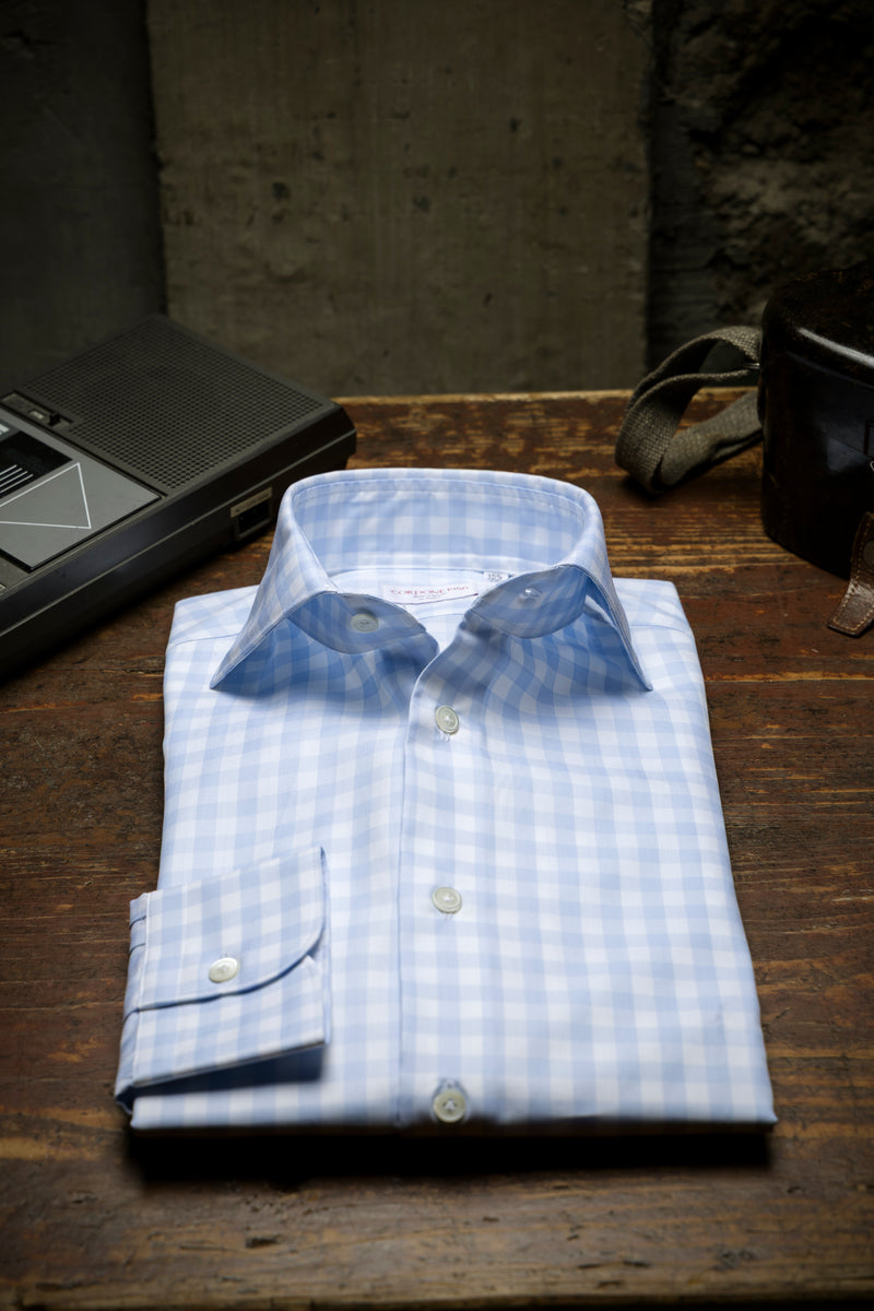 Check Twill Shirt Azure – CORDONE1956